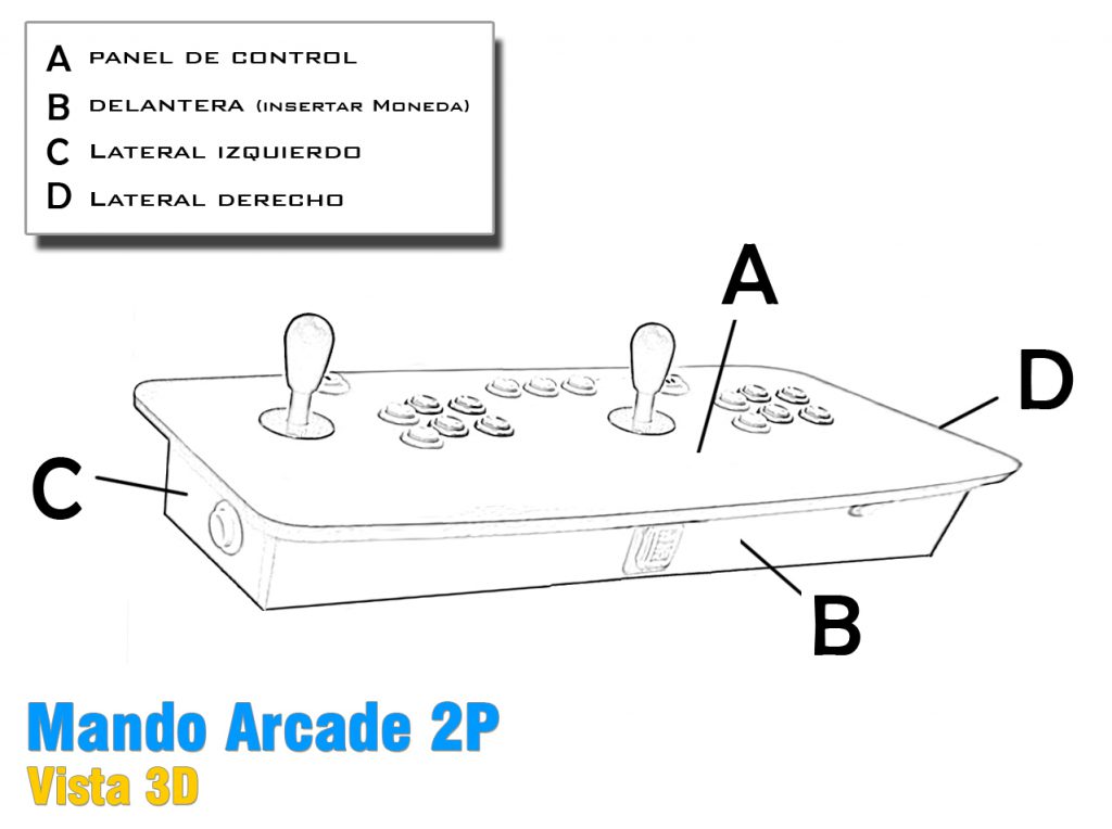 plano 3d Mando arcade 2p